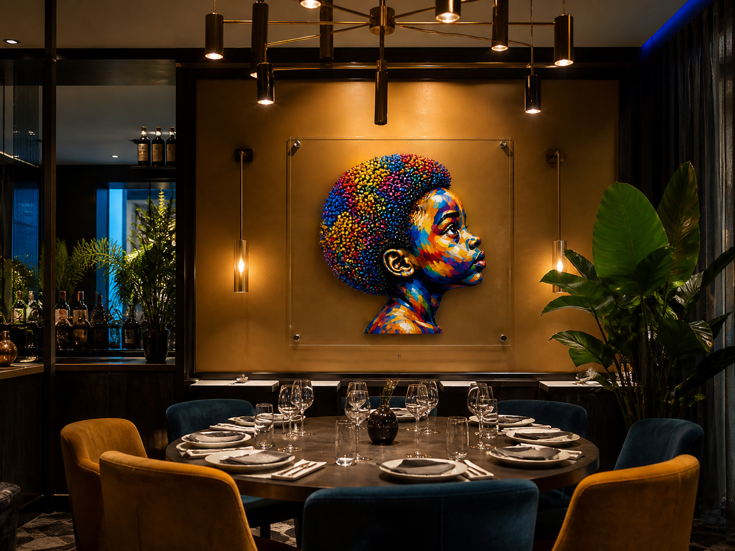 Obra de Cris Higuera en espacio hospitality
