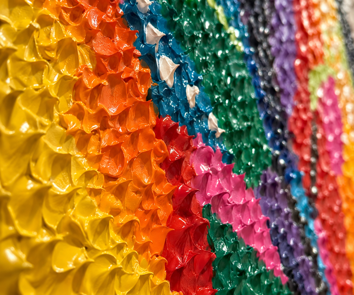 Detalle de pintura y materia sobre metacrilato transparente — Geografía del color