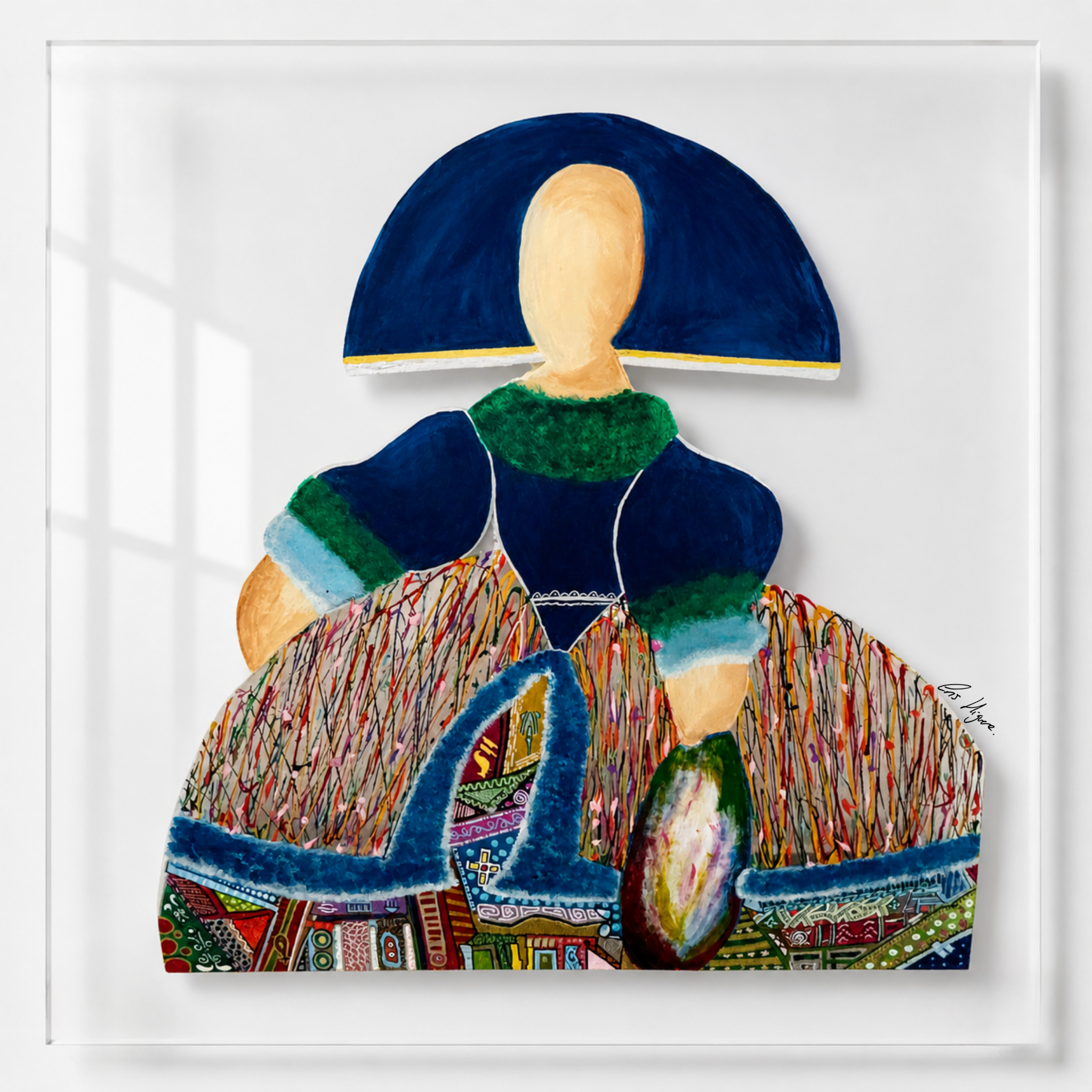 Menina — Acrílico y relieve sobre metacrilato